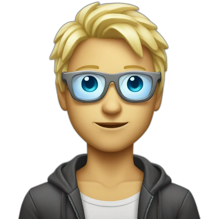 A blond whit hirl  with silberglases like a demon emoji