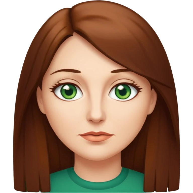 middle age woman with green eyes and long straight brown hair emoji
