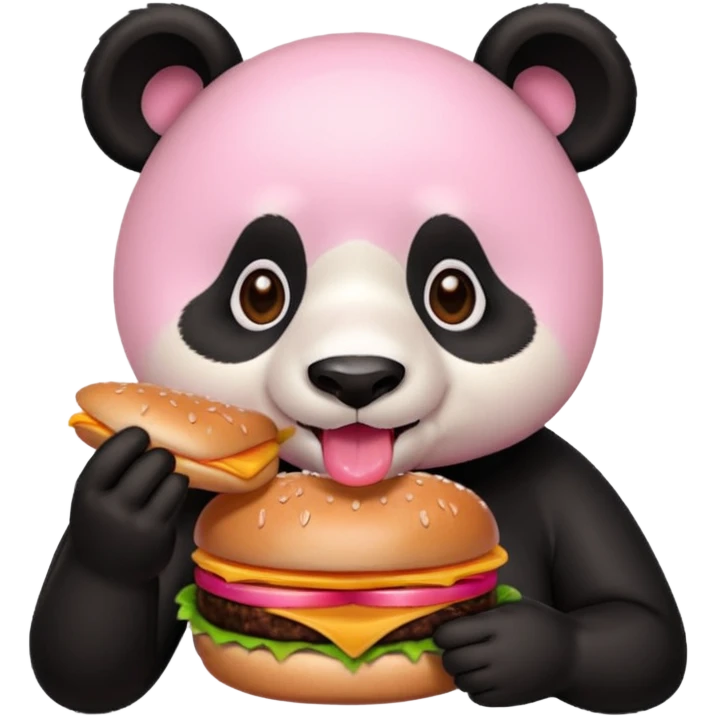 urs panda roz cu un burger emoji