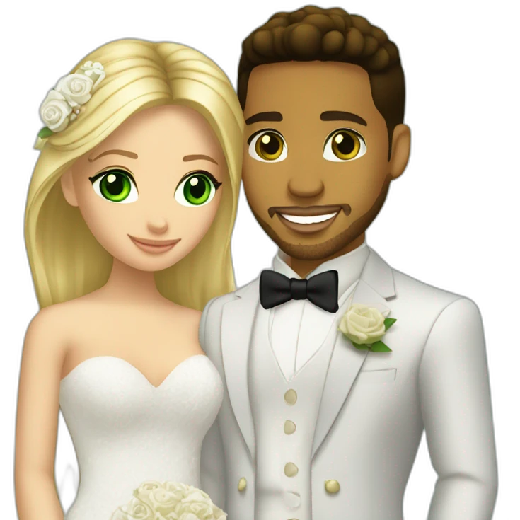 Romeo santos and blond girl green eyes wedding emoji