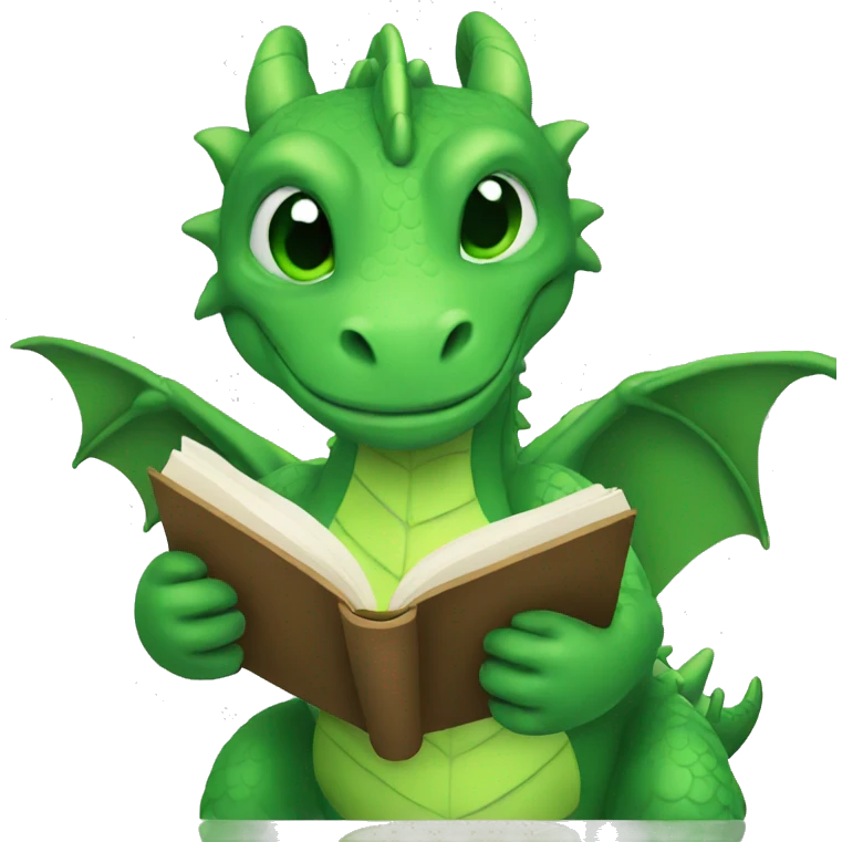 Green dragon reading a book emoji