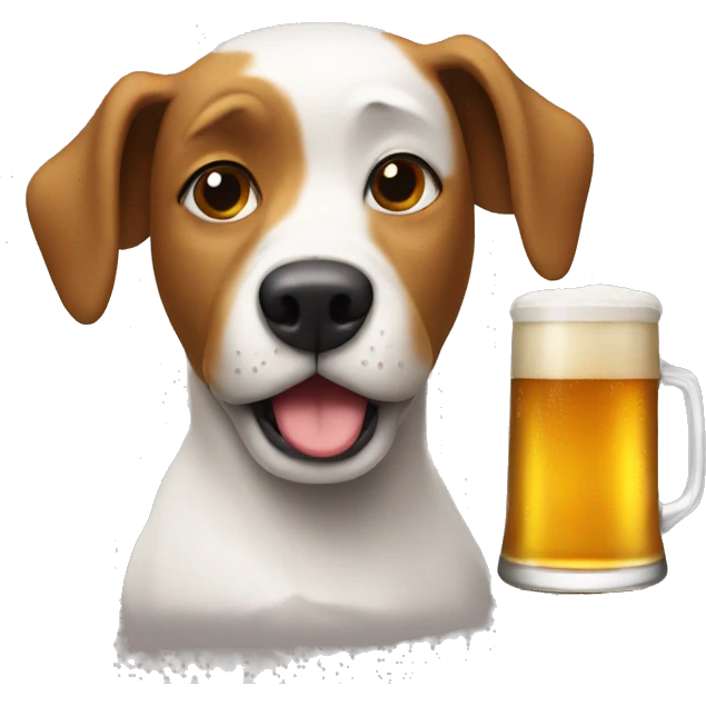 Dog drinks beer emoji