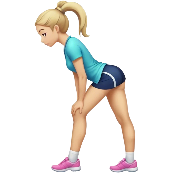 Une fille avec les jambes arquées qui se penche vers le bas  emoji