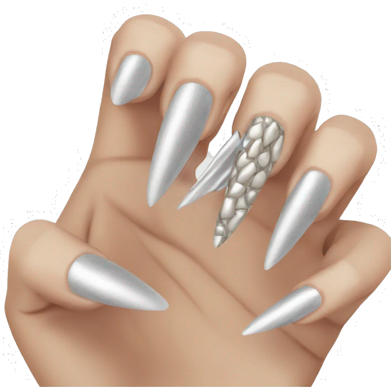long silver nails emoji