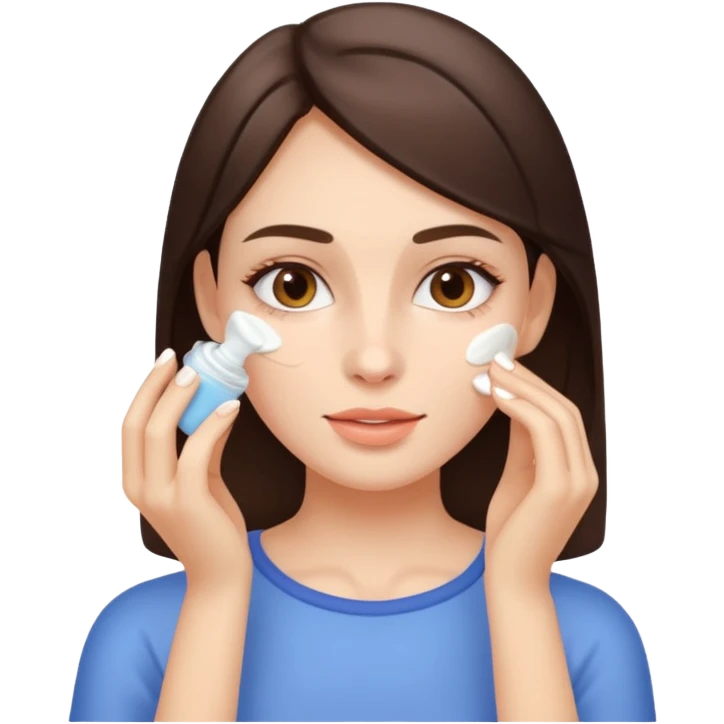 Brunette Girl applying face cream  emoji