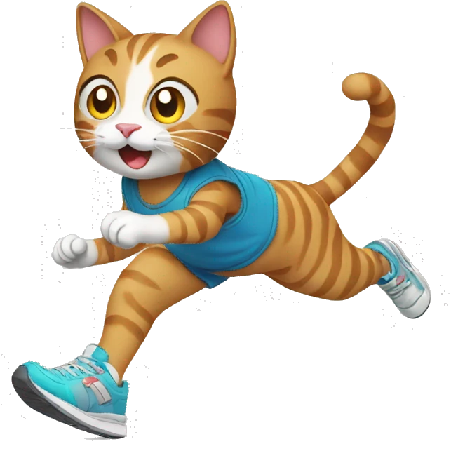cat with sneakers on running emoji