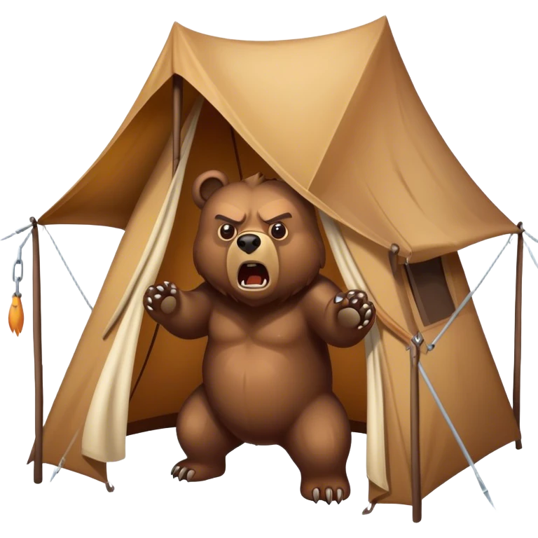 angry bear hovering over tent emoji