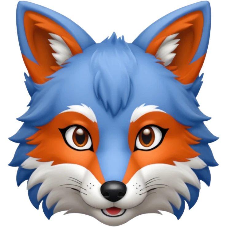 gray red fox with blue and orange accents fursuiter emoji