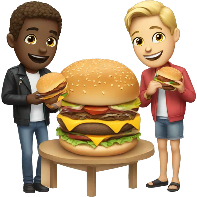 friends eating burgers emoji
