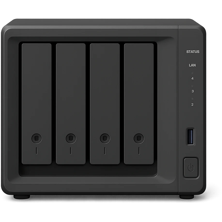 generic 4 bay NAS device, simple, front view, minimal design emoji