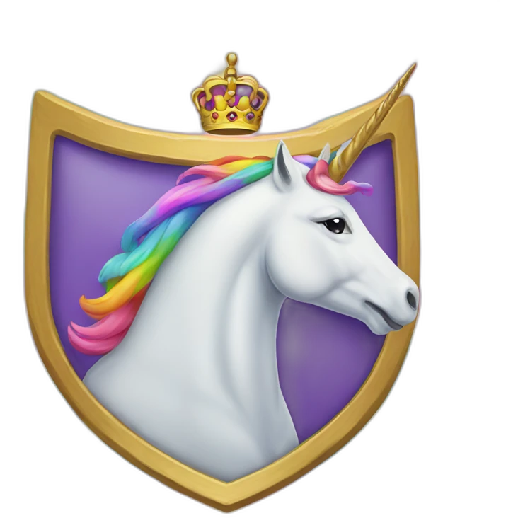 Coat-of-arms-held-by-rainbow-unicorns emoji