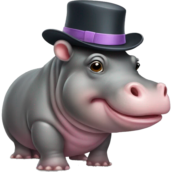 Mini Hippo with hat emoji