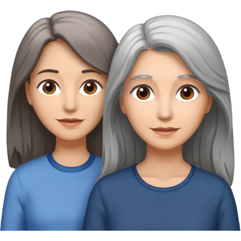 2 Frauen, die sich lieben davon 1 grauhaarig, 1 braunhaarig, lange Haare emoji