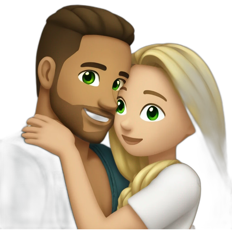 Romeo santos hug a girl green eyes ans very long dark blond hair emoji