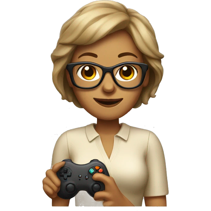 Tan lady with glasses with game controller in hand  emoji