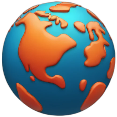 The earth with the ocean red and the earth orange emoji