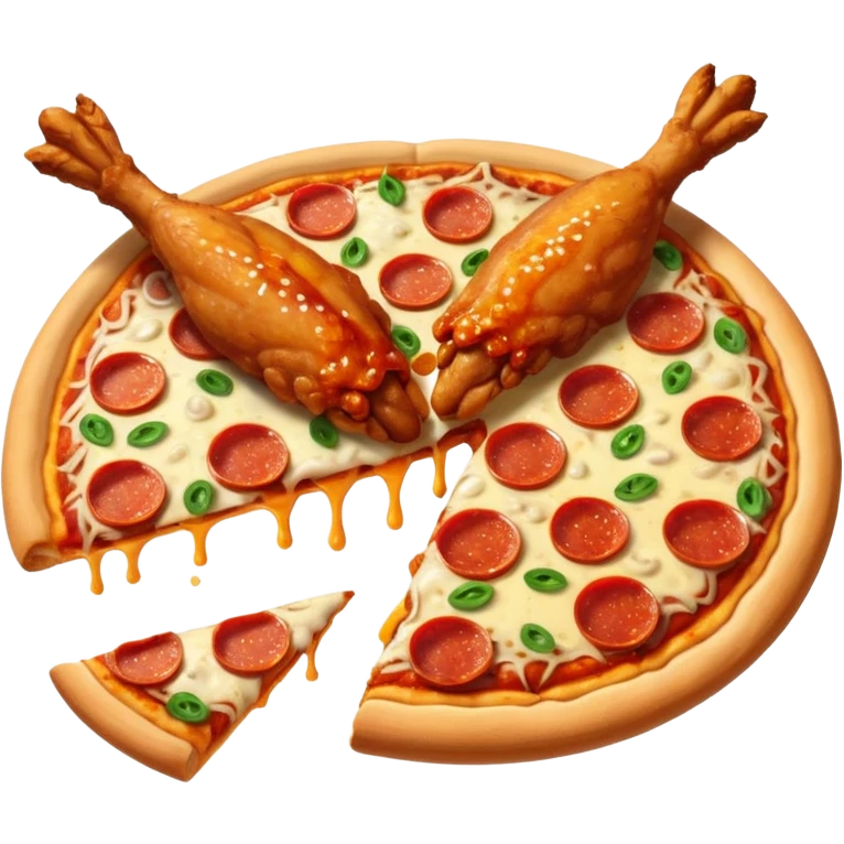 chicken wings and pizza side by side food emoji