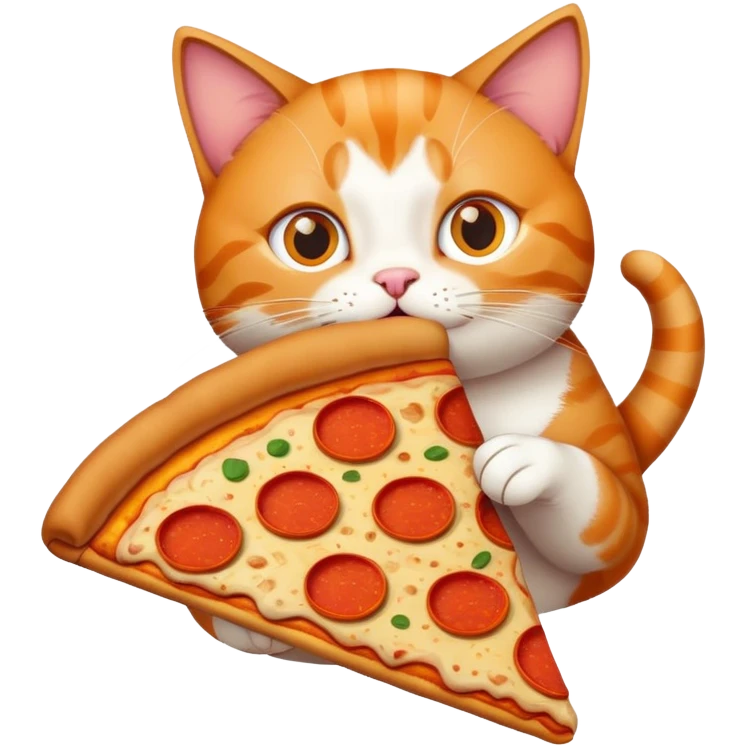 Cat eating pizza emoji