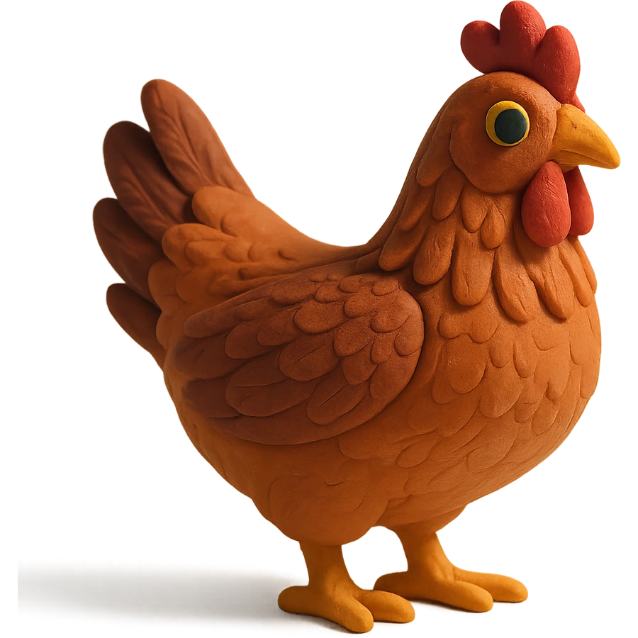 hen with detailed feathers in claymation style emoji