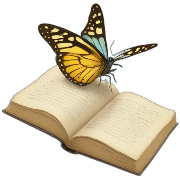 Butterfly reading a book emoji