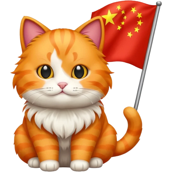 Orange Cat With the Flag of China As the full background emoji
