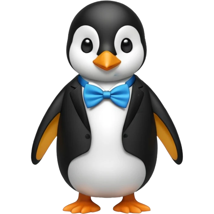 penguin with bow blue tie  emoji
