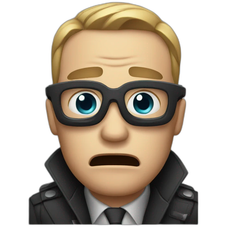 a male spy agent crying emoji