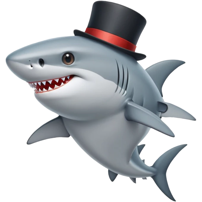 Shark with a top hat emoji