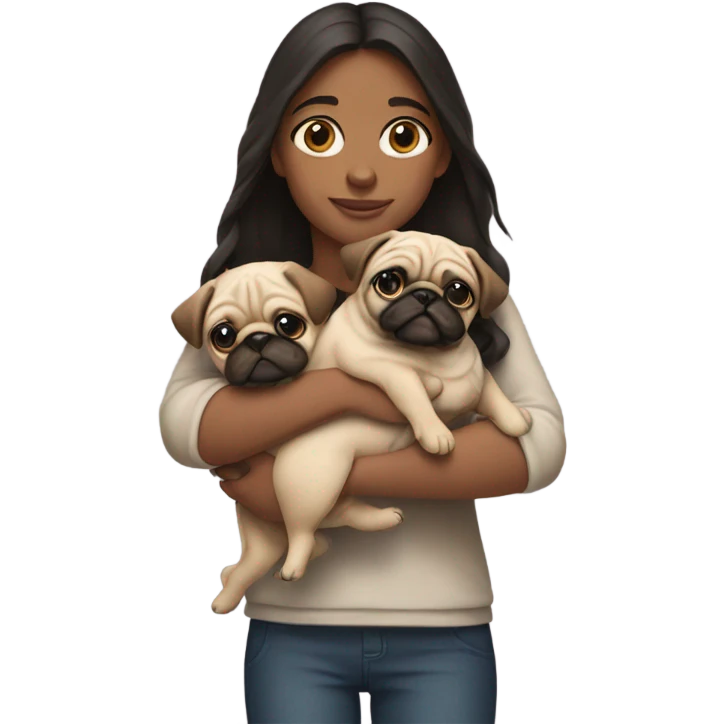 A girl with 2 pug in her arms emoji
