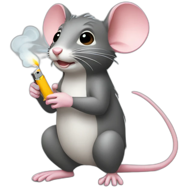 a rat with a lighter emoji