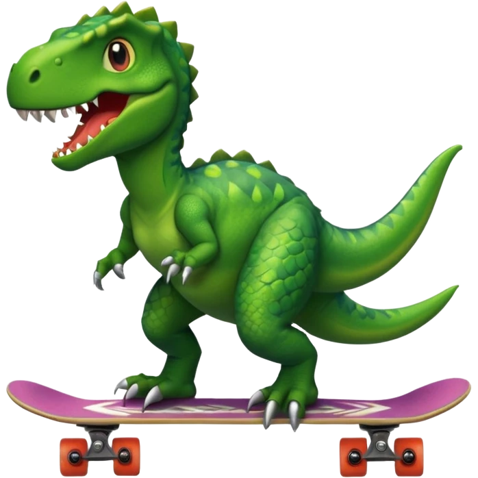 Dinosaur on a skateboard emoji