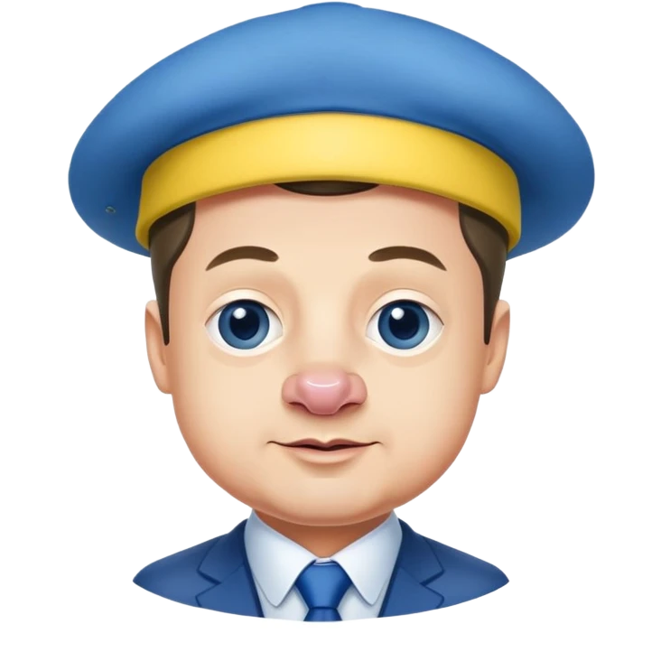 President Zelensky's head on a pig body wearing a yellow and blue hat emoji