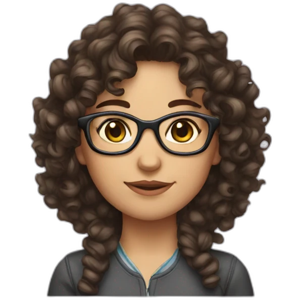 brunette curly hair nerd girl emoji
