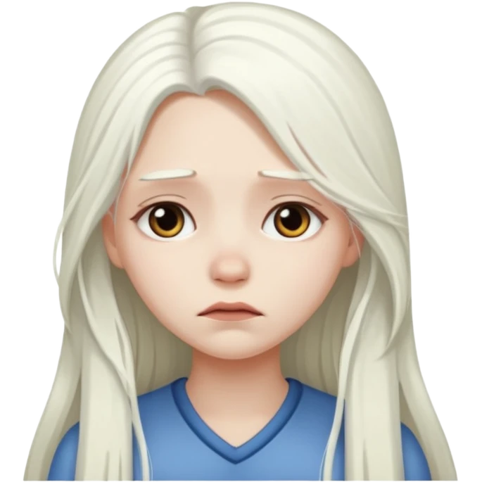 Pale girl with long white hair sad  emoji