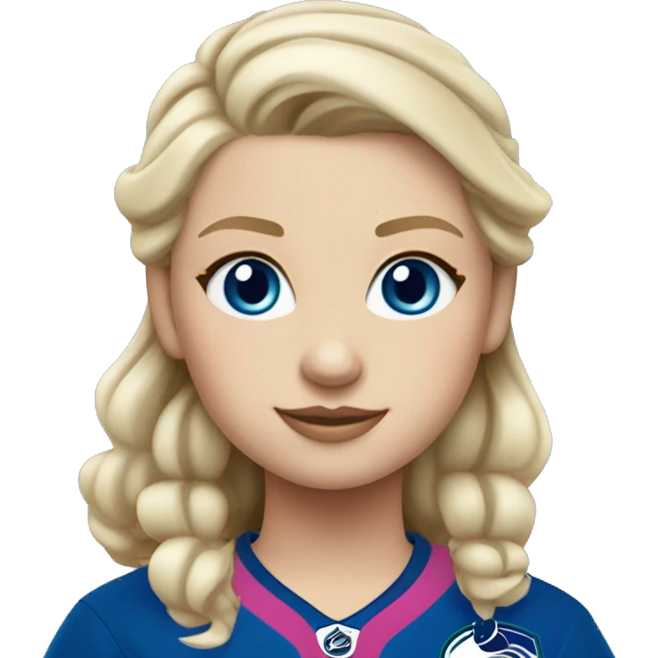 blonde girl with blue eyes in a vancouver canucks jersey with a pink bow in her hair emoji