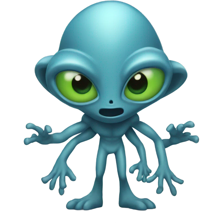 An alien with 6 arms and 5 eyes and 3 tails  emoji