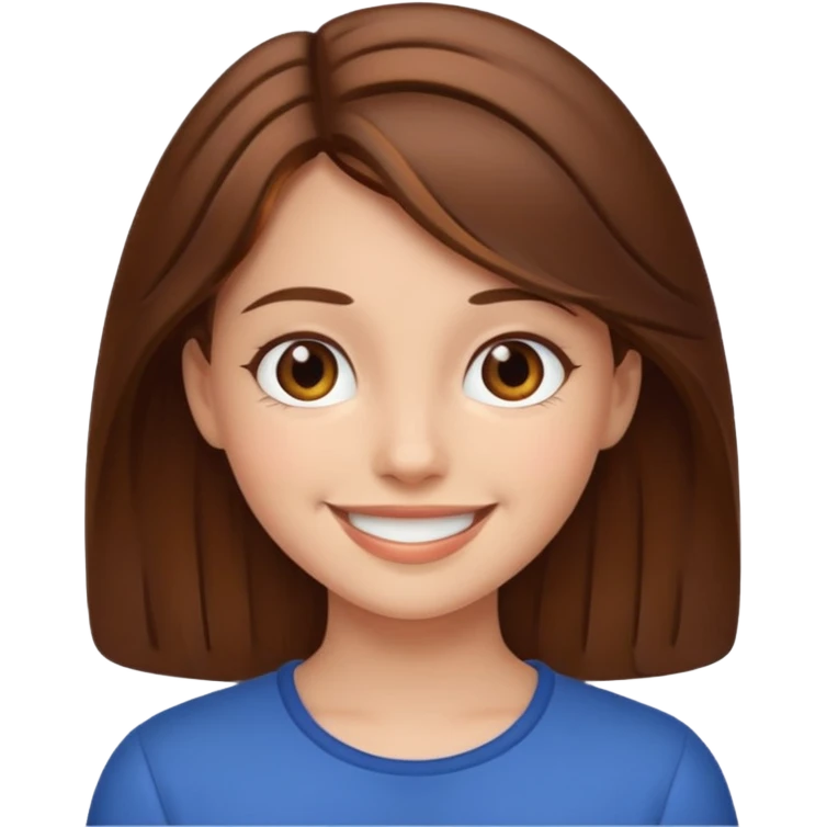 Girl,brown hair, emoji