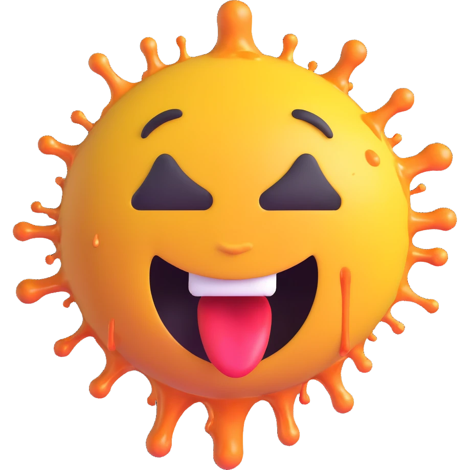 3D emoji of a face with an exploding head, drooling, and melting emoji