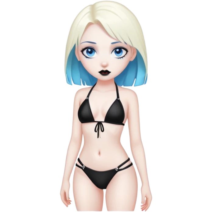Goth girl with blue eyes in naughty bikini  emoji