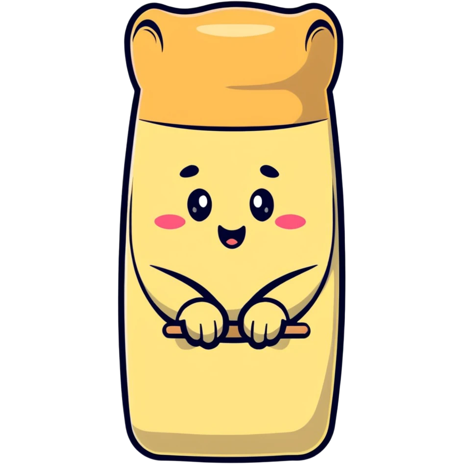 rolling pin with a cute face emoji