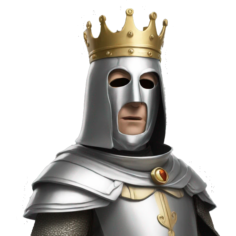 king baldwin IV in silver full face mask up emoji