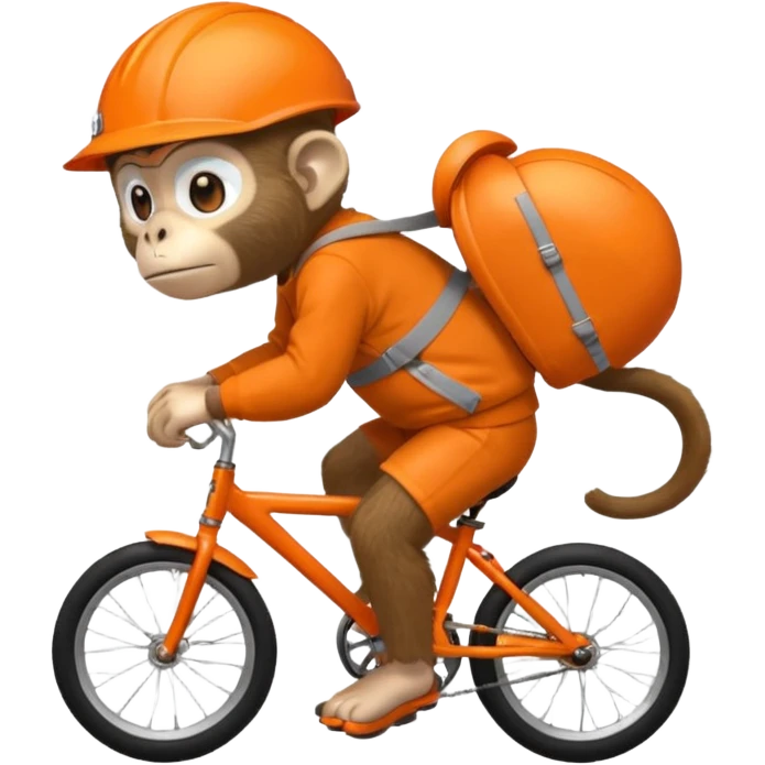 monkey wearing orange bicycle helmet, sweatshirt emoji