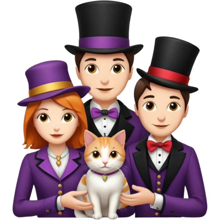 magician couple and their pet cat emoji