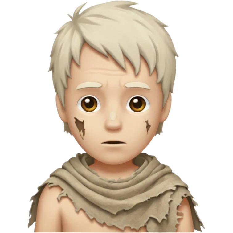 ancient white boy, tattered animal cloth emoji