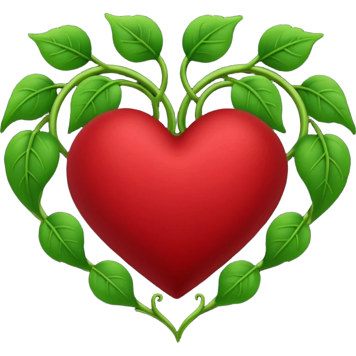 dark red heart with vines emoji