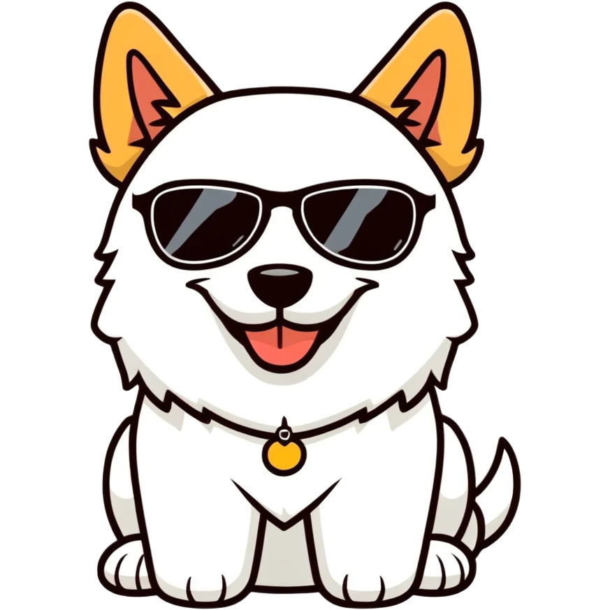 Dog wearing a sunglasses with a smile on his face  emoji