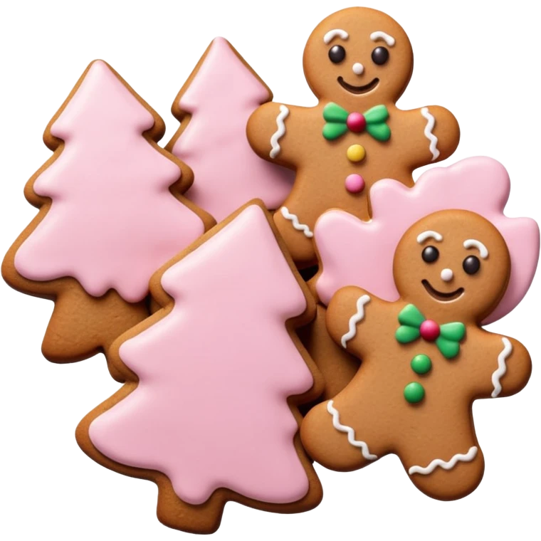christmas gingerbreads pastel pink emoji