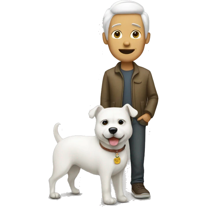 Man with white dog emoji