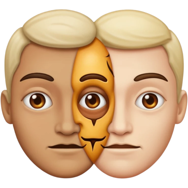 duas caras em um mesmo corpo uma boa e uma má emoji