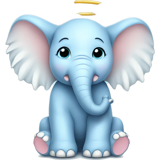 Baby blue baby elephant that is fat with big white angel wings  emoji